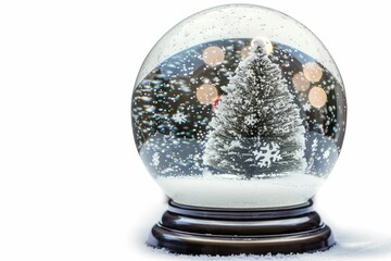 Magical empty snow globe isolated on white