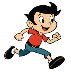 A boy running cartoon illustration. Isolated on white background