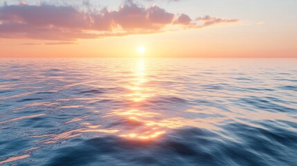 Obraz premium Serene Sunset Over Calm Ocean Waters