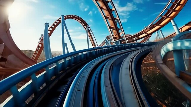 Exciting First-Person Roller Coaster Ride Through Colorful Twists