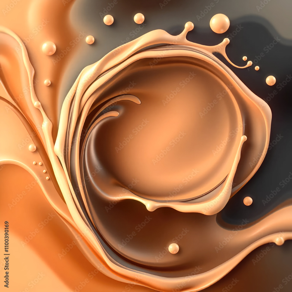 Fototapete Abstraction conveys the movement of coffee and milk streams, creating a sense of dynamism and fluidity