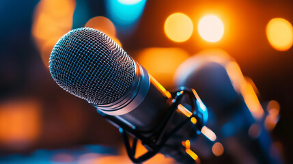 Stage microphone with colorful lighting