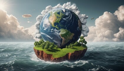 Earth model showing the importance of plants for the world.