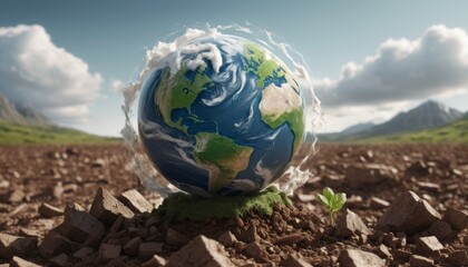 Earth model showing the importance of plants for the world.