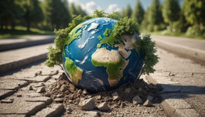 Earth model showing the importance of plants for the world.
