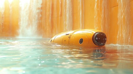 Adventurous Yellow Robot in Water