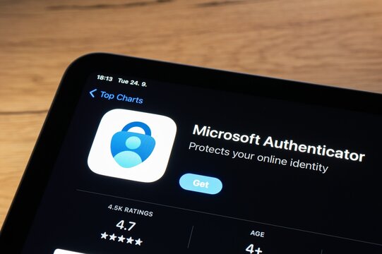 App store with Microsoft Authenticator security app to be installed