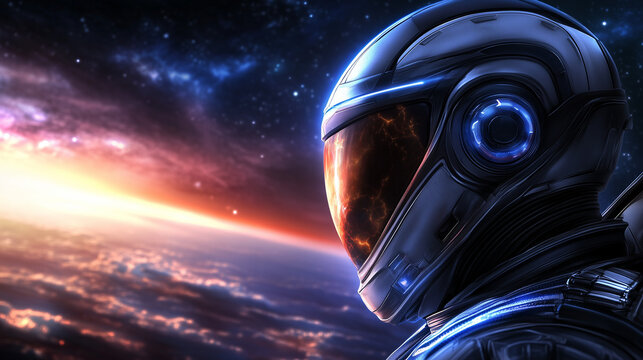 Star commander looking at Earth from space