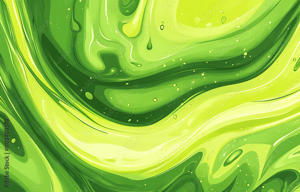 Aufkleber Swirling shades of green create a vibrant abstract design with fluid textures and dynamic movement