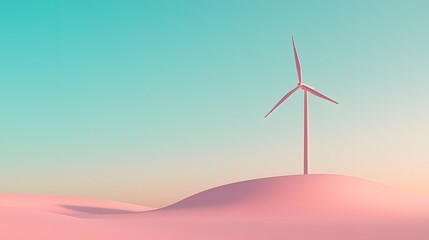 Obraz premium A clean, green energy windmill against a soft blue sky, showcasing renewable energy ideals,