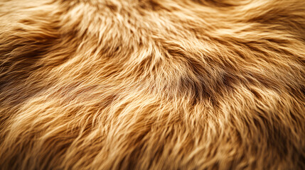 Fototapeta premium Soft and fluffy golden brown animal fur texture close-up