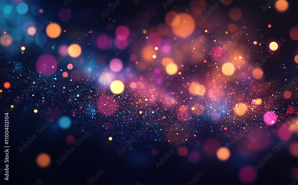 Poster colorful bokeh lights illuminating a dark background creating a vibrant atmosphere for celebrations