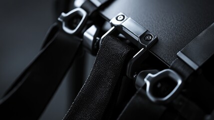 Close-up of adjustable knee extension device straps showcasing ergonomic design, tension control, and secure fastenings, ideal for rehabilitation and physical therapy settings.