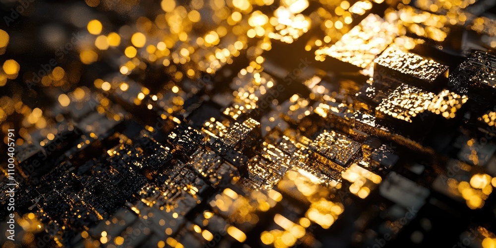Aufkleber Symbolic imagery of blockchain decentralization and the concept of digital gold in cryptocurrency.