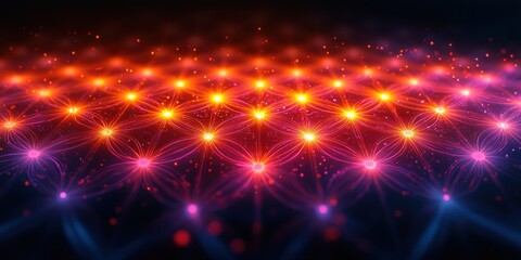 Abstract vibrant lights grid background.