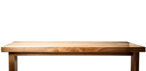 Naklejka premium A beautifully crafted wooden table with a smooth, polished surface and sturdy legs, ideal for dining or working in a stylish setting. PNG on a transparent background, mockup
