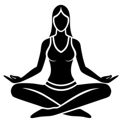 Obraz premium Meditating Woman in Lotus Position Silhouette