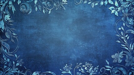 Batik Fabric Border with Flowing Snake Patterns and Floral Motifs on Indigo Background: Traditional Textile Design with Soft Lighting and Authentic Texture, 4K Quality.