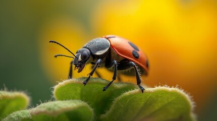 The Striped Intruder: A Close-Up of a Potato Beetle