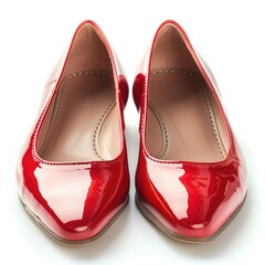 Red shoes on white background.