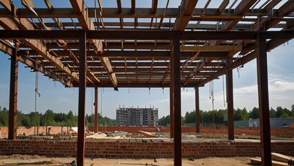 Residential Building Construction with Scaffolding and Cranes:Digital Artwork series 03
