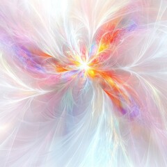 Fototapeta premium Light reflecting abstractly through a prism creates a rainbow flare, diamond refraction rays, and an iridescent glow effect.
