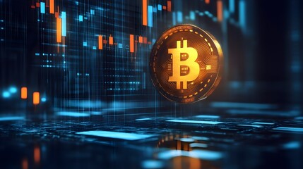 Bitcoin blockchain cryptocurrency mining technology,  digital background, symbolizing wealth and future investments and finance
