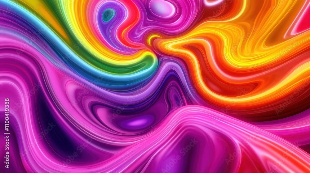 Poster vibrant and dynamic abstract design with swirling, colorful lines creating a mesmerizing visual spec