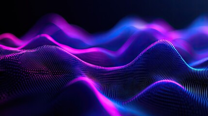 Fototapeta premium A vibrant display of abstract waves in purple and blue, creating a mesmerizing digital landscape.