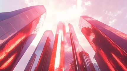 Futuristic corporate towers with glossy glass walls AI generated illustration