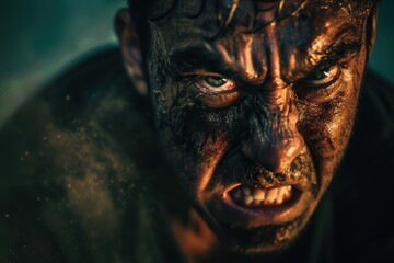 Fototapeta premium Intense Anger Expression Highlighting Human Emotion and Facial Detail