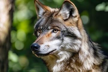 Fototapeta premium Wildlife portrait of a wolf showcasing its sharp features