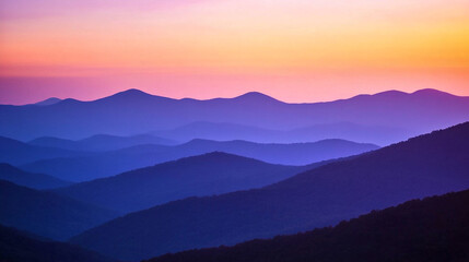 Obraz premium Serene Sunset Layers of Purple Mountains Landscape
