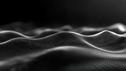 Abstract wavy surface in shades of black and gray, creating a dynamic and mesmerizing texture.