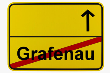 Obraz premium Illustration eines Ortsausgangsschildes von Grafenau in Baden-Württemberg 