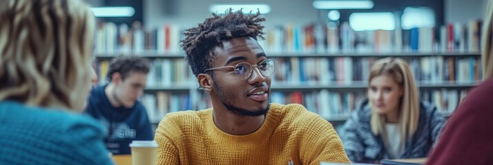 Study Group in Library - Collaborative Learning and Academic Engagement. Generative ai