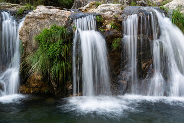 Obraz premium Picturesque view of a waterfall in the forest in Loureza - Galicia
