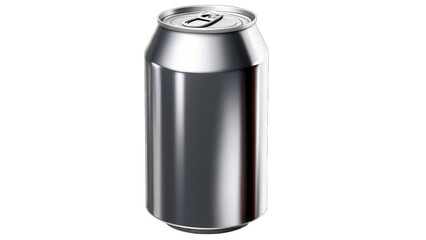 Obraz premium A sleek, silver aluminum beverage can, isolated on a transparent background