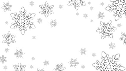 This image shows a transparent background with various sized white snowflakes. scattered all over This creates a winter or festive themed design.