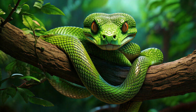 green snake in the tree