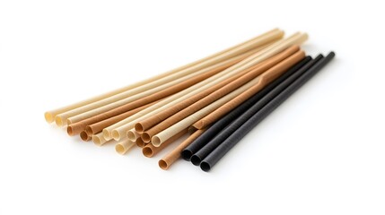 Naklejka premium Sustainability single paper straw in contrast with p AI generated illustration
