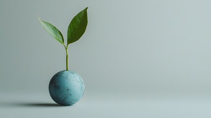 Sustainability small globe sprouting a green leaf st AI generated illustration