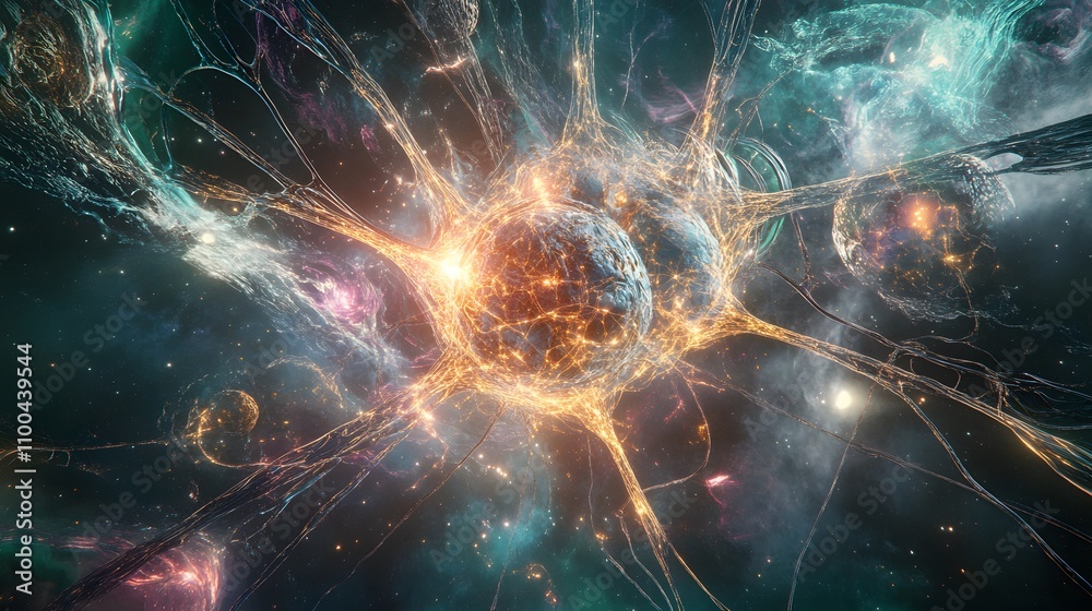 Poster visualization of an ai core with intricate glowing c ai generated illustration