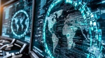 Software world scanning and removing malware concept, data storage,  digital background