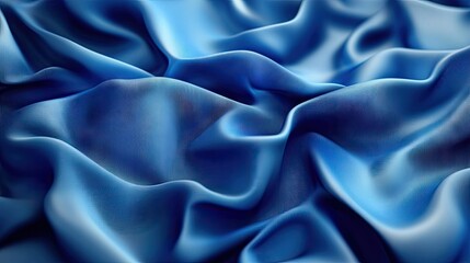 Obraz premium Close-up of luxurious blue silk fabric with elegant folds and a soft sheen.