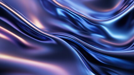 Fototapeta premium An abstract representation of flowing silk fabric in shades of deep blue and purple, creating a mesmerizing fluid effect.