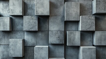 Intricate arrangement of textured gray blocks, showcasing modern architectural design.