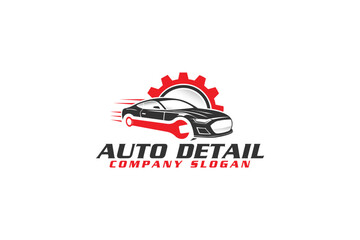 car maintenance, performance car silhouette vector and gear and wrench, with a premium and luxury look for car wash, car detailing and garage