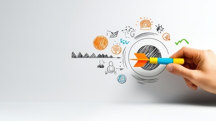 Hand-drawn target icon with arrow, illustrating business goal-setting on a white background.