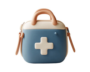 a blue and white first aid kit